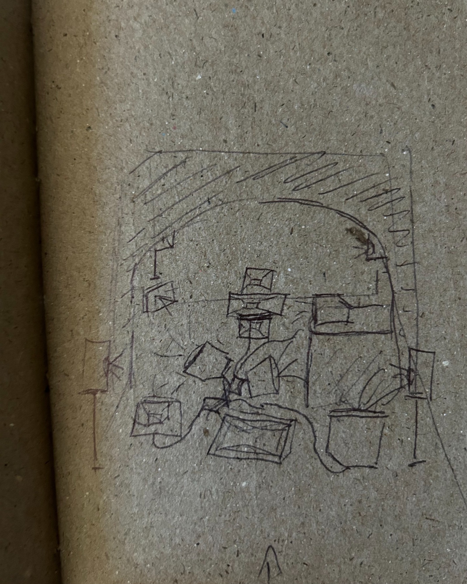 Project sketch for Limen showing spatial arrangement and display elements.
