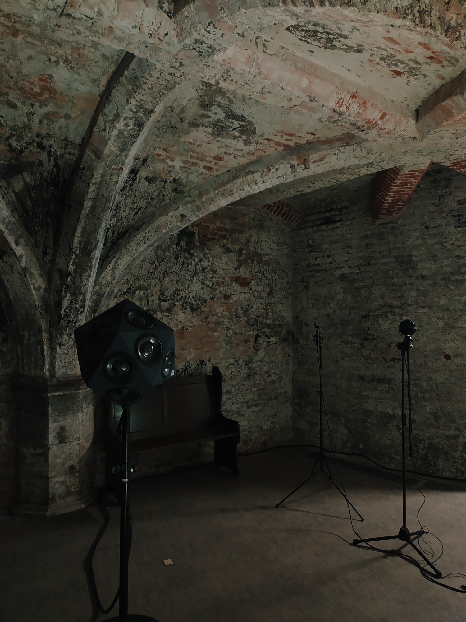 Momento installation and spatial audio setup in an architectural interior